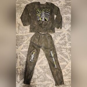 Zombie Skeleton Halloween Cosplay Costume 3D Bones Child's Size 10/12 Unisex EUC
